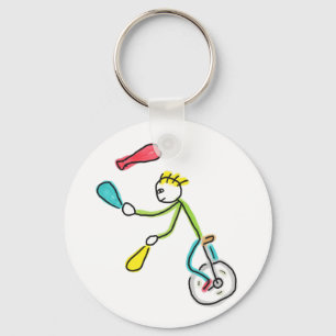 Porte-clés Jongleur Stickman à monocycle