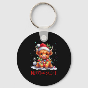 Porte-clés Jote Highland Bébé Vache Lumières de Noël Joyeux &