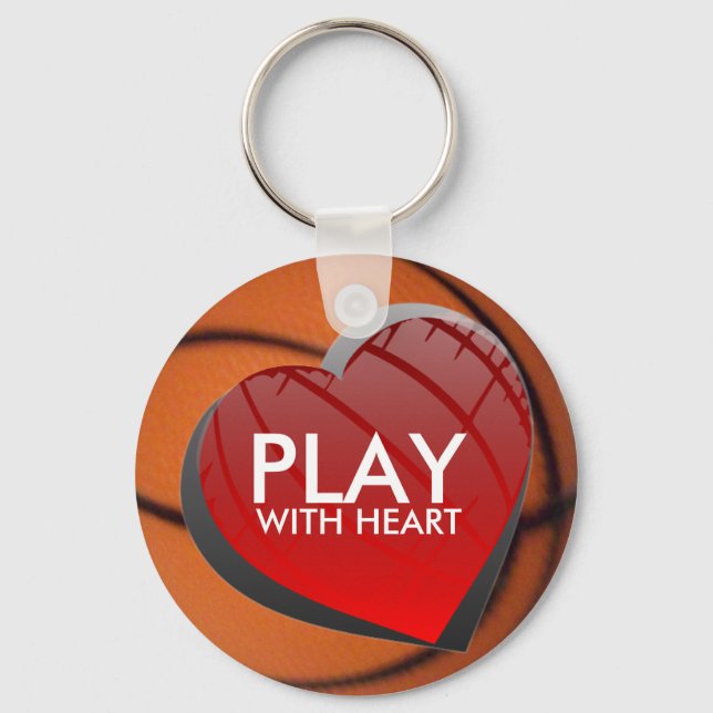 Porte-clés Jouer avec le Porte - clé de basket-ball du coeur (Recto)