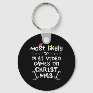 Porte-clés Jouer jeu vidéo jeu Noël Famille