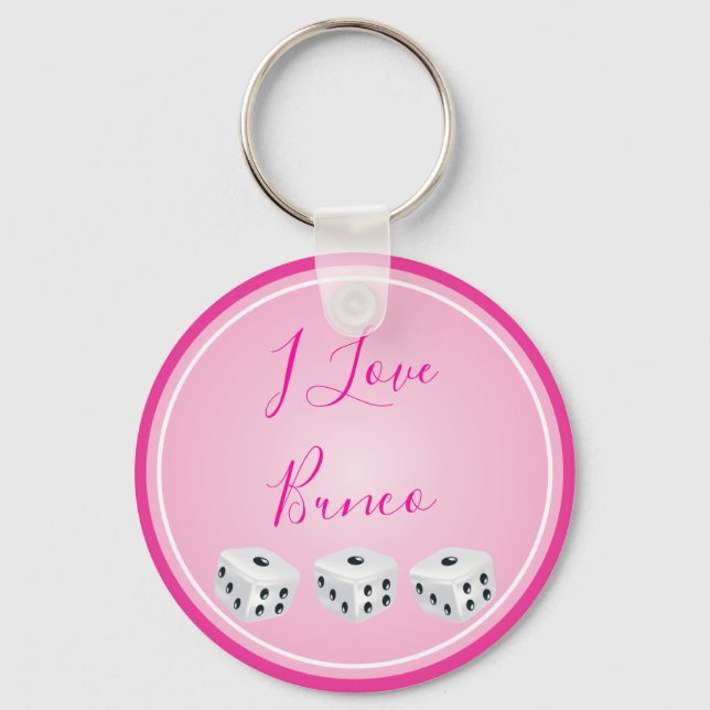 Porte-clés Joueur Bunco I Love Bunco Dice Pink (Recto)