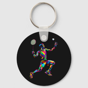 Porte-clés Joueur de badminton coloré dans le style Pop Art V