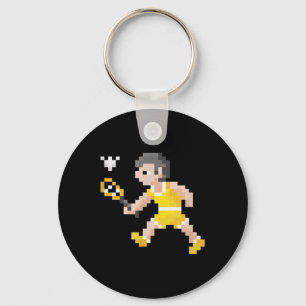Porte-clés Joueur de badminton en pixel art de jeu vidéo rétr