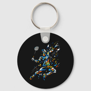 Porte-clés Joueur de badminton en polygone art Navette Badmin