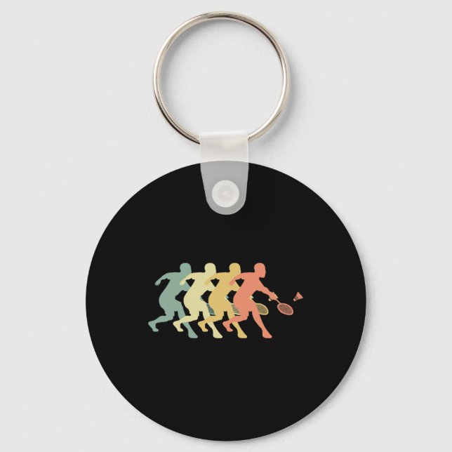 Porte-clés Joueur de badminton - Idée cadeau de badminton rét (Recto)