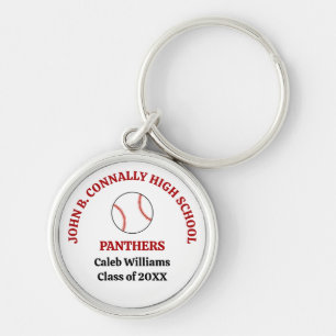 Porte-clés Joueur de baseball au lycée rouge personnalisé