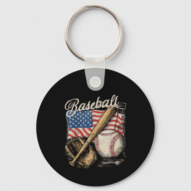 Porte-clés Joueur de baseball avec drapeau américain Batteur  (Recto)