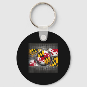 Porte-clés Joueur De Baseball Maryland Conception Avec Drapea