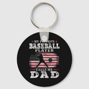 Porte-clés Joueur de baseball préféré m'appelle papa drapeau