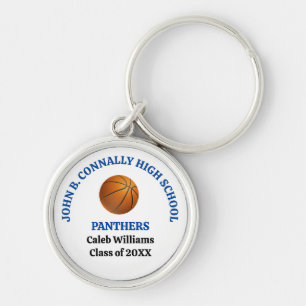 Porte-clés Joueur de basket-ball au lycée personnalisé bleu