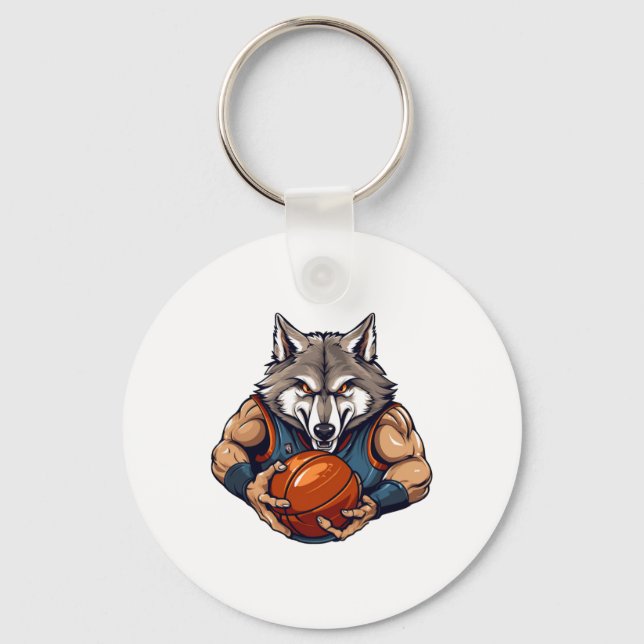 Porte-clés Joueur de basket-ball loup (Recto)
