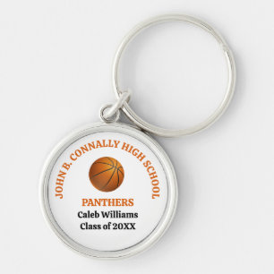 Porte-clés Joueur de basket-ball personnalisé au lycée orange