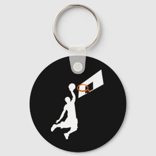 Porte-clés Joueur de basketball Slam Dunk - Silhouette blanch