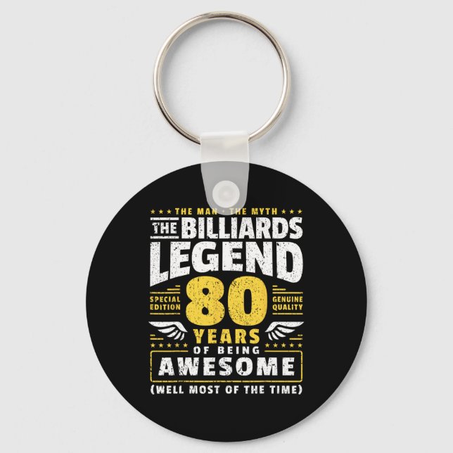 Porte-clés Joueur de billard 80e anniversaire Billiards 80 an (Recto)