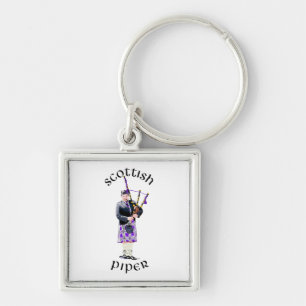 Porte-clés Joueur de cornemuse écossais - Tartan violet