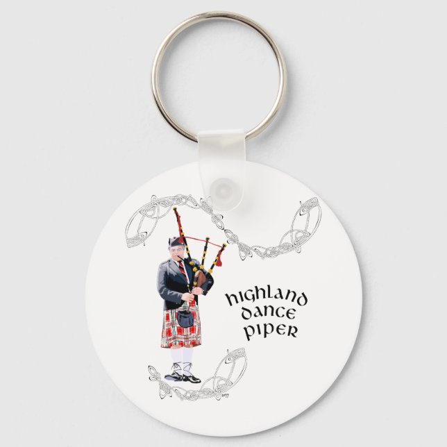 Porte-clés Joueur de cornemuse en kilt rouge (Recto)