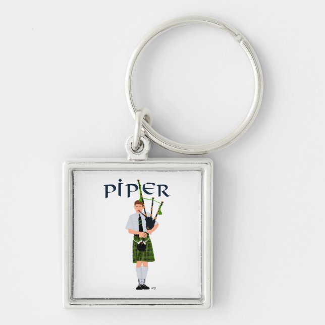 Porte-clés Joueur de cornemuse - Kilt vert (Devant)