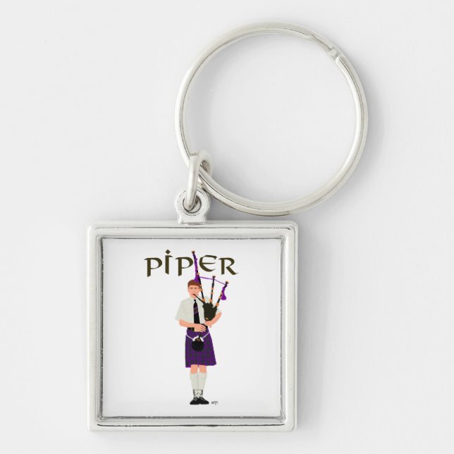 Porte-clés Joueur de cornemuse - Kilt Violet (Devant)