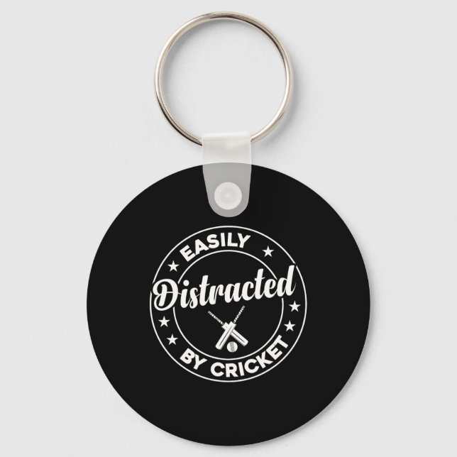 Porte-clés Joueur de cricket - Facilement distrait par C (Recto)