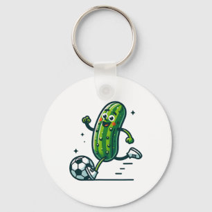 Porte-clés Joueur de football drôle de concombre de kicking B