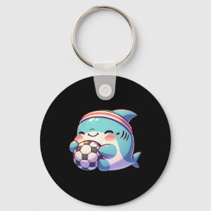 Porte-clés Joueur de football mignon requin Kawaii athlète de