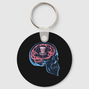 Porte-clés Joueur de golf à disque drôle Cerveau Sport de gol