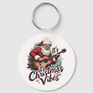 Porte-clés Joueur de guitare de Noël Père Noël - Rockin autou