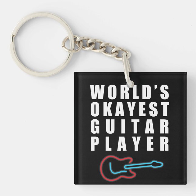 Porte-clés Joueur de guitare d'Okayest du monde, drôle (Devant)