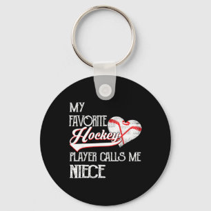 Porte-clés Joueur de hockey mignon préféré Heart Love m'appel