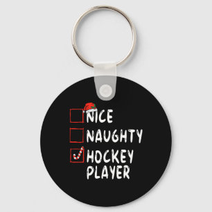 Porte-clés Joueur de hockey Naughty Noël Santa Hat Boy