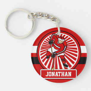 Porte-clés Joueur de hockey personnalisé de glace