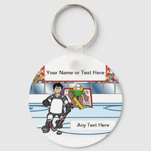 Porte-clés Joueur de hockey personnalisé - Dessin masculin