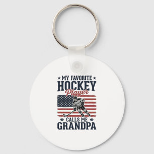Porte-clés Joueur de hockey préféré m'appelle papy vintage Sh