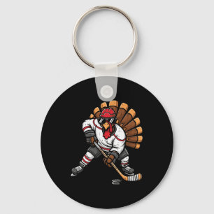 Porte-clés Joueur de hockey sur glace de Thanksgiving Dinde H