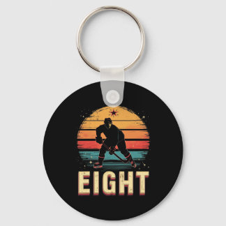 Porte-clés Joueur de hockey vintage Eight
