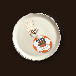 Porte-clés Joueur de l'équipe de football blanc orange ・ pers