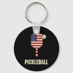 Porte-clés Joueur de pickleball amateur de paddleball avec le