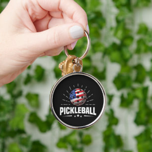 Porte-clés Joueur de pickleball au drapeau américain US