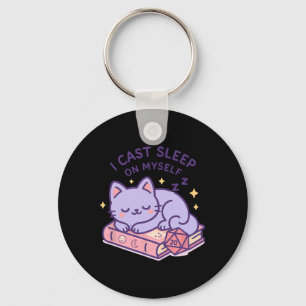 Porte-clés Joueur de Rpg Chat Nerd Dormant D20 Dés Pour Amour