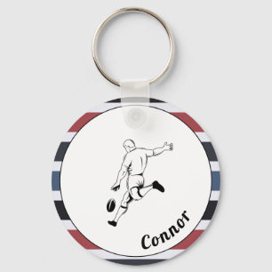 Porte-clés Joueur de rugby Nom Striped Masculine Sport Thème