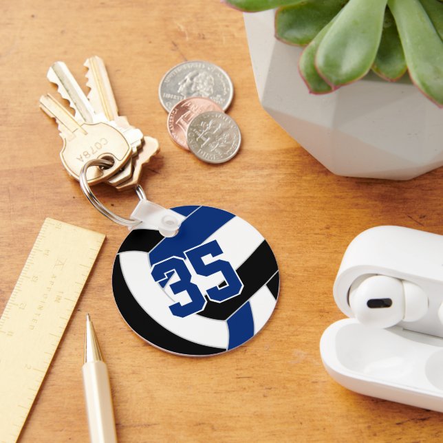 Porte-clés joueur de volley-ball bleu noir (Bureau)