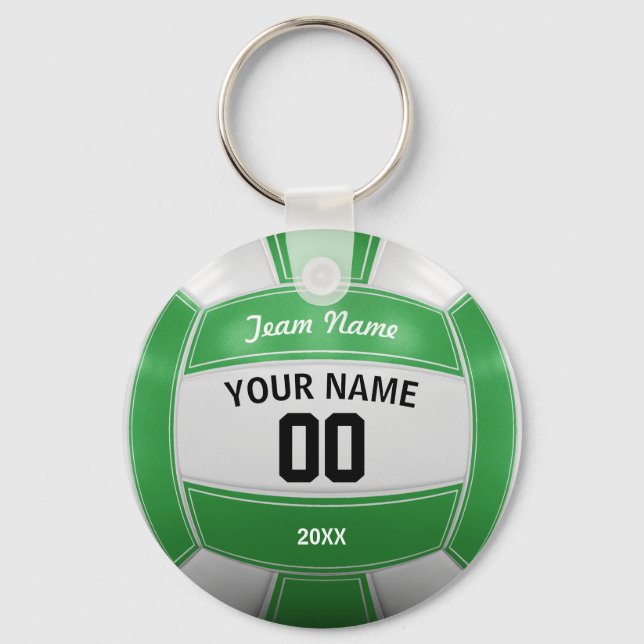 Porte-clés Joueur de volleyball Nom de l'année Équipe verte (Recto)