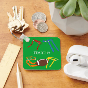 Porte-clés Joueur entraîneur de football drapeau Personnalisé