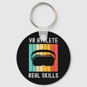Porte-clés Joueur Geek Athlète de Réalité Virtuelle Jeu Rétro
