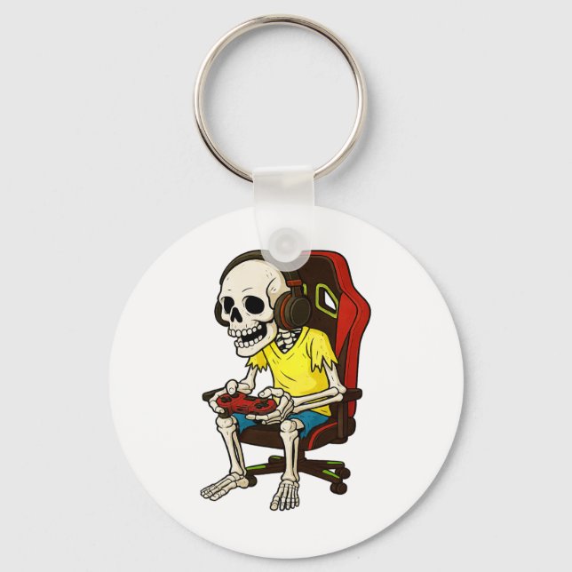 Porte-clés Joueur Halloween squelette Épouvantable jeu vidéo  (Recto)