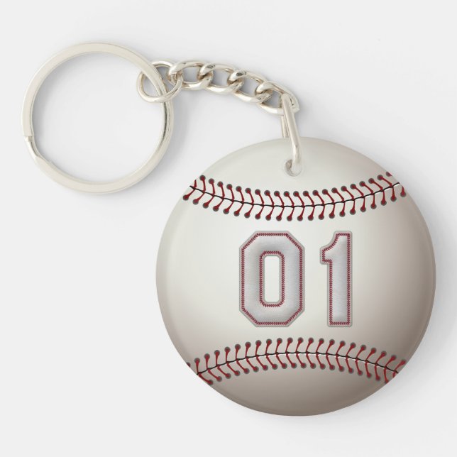 Porte-clés Joueur numéro 01 - points frais de base-ball (Devant)