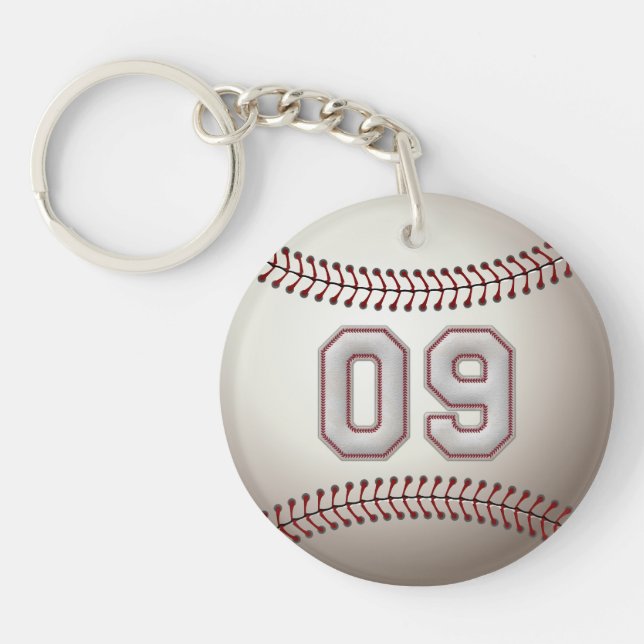 Porte-clés Joueur numéro 09 - points frais de base-ball (Devant)