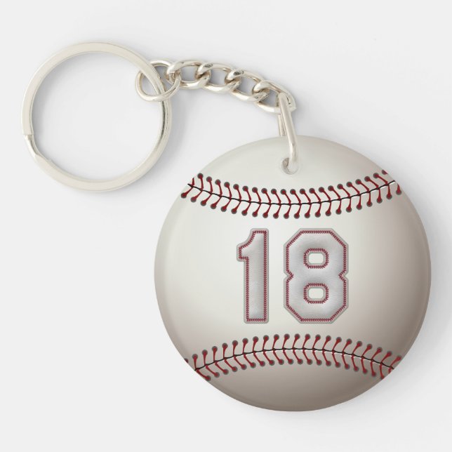 Porte-clés Joueur numéro 18 - points frais de base-ball (Devant)