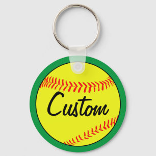 Porte-clés Joueur ou équipe de softball Green Fastpitch perso