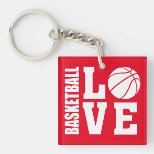 Porte-clés Joueurs de basket, Rouge, BASKETBALL LOVE Key Ring